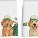 2 Pcs Golden Retriever Kitchen Towels, Absorbent Soft Microfiber Tea Towels for Bathroom Kitchen, Dog Drying Towel, Dish Cloths for Washing Dishes, Christmas Dog Lovers Gifts for Women Friend