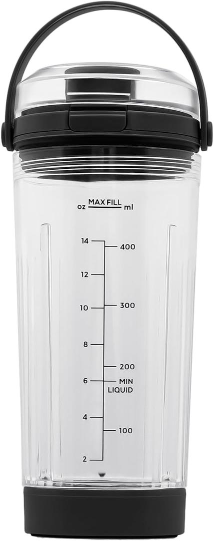 18 oz Vessel Replacement Compatible with Ninja Blast Portable Blender, Replacement 18oz Cup with Sip Lid & Bottom Cap for Ninja Portable Blenders BC151BK BC151NV BC151WH BC151CR BC151EM,PC,Black
