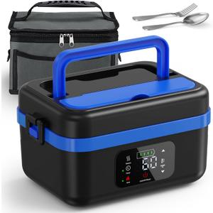 Cordless Electric Lunch Box for Adults, 1L Battery-Powered Heated Lunch Box with Insulated Bag, 16000mAh Rechargeable Self-Heating Food Warmer with Smart Reservation for Work, Travel, Car, Office (4.23 Cups / 1 L)