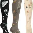 ACTINPUT Compression Socks for Women&Men 15-20mmHg Medical Knee High Support for Seniors,Pregnancy,Flight,Nurse&Circulation (Small-Medium, 01-secret Garden)