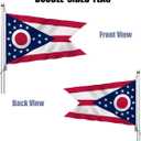 Ohio Flag Outdoor 3x5 Ft Double Sided Heavy Duty Polyester Ohio State Flag Long Lasting 4 Rows Hemming OH Flags with 2 Brass Grommets
