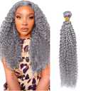 One Bundle Human Hair 14 Inch Jerry Curly Wave Human Hair Single Bundle 100g Sliver Grey Weave Unprocessed Brazilian Virgin Quick Weave Hair Extension for Black Women