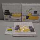 RnnJoile Spa Canvas Wall Art Zen Stone Orchid Picture Painting Yellow Still Life Prints for Bathroom Zen Meditation Room Decor Framed 12"x12" for Each