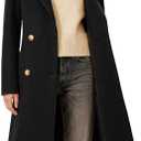 OTU Vibe Women's Winter Double-Breasted Long Overcoat, Classic Trench Coat, Casual Notch Lapel Outwear, S