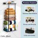 3 x Wall-Mounted Towel Rack  Retractable with Hanging Hooks  Heavy Duty Stainless Steel Organizer for Bathroom, Laundry Room & More (Black)