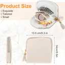 Small Travel Jewelry Case, Jewelry Travel Pouch with Zipper Travel Jewelry Organizer and Storage Pouch for Necklace Bracelet Earrings Rings Women Gifts Choice (White)