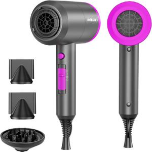 SHRATE Ionic Hair Dryer with Diffuser | Professional Blow Dryer for Curly, Frizzy & All Hair Types | Low Noise & Gentle for Sensitive Hair | Compact & Portable Design for Home, Travel, Women & Men
