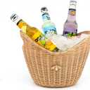 Lexenic Ice Bucket with Handle, Woven and Acrylic Double Layer Busket Design, 4L Champagne Wine Bucket for Cocktail Bar, Parties- Anti Frozen Hands Anti Water Leakage (Kita)