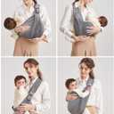 Baby Sling Carrier for Newborn, Pure Cotton Soft and Breathable Baby Carrier for Everyday Use, Adjustable, Portable, 0-36 Months, Up to 33 lbs (Grey)
