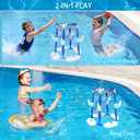 Pool Basketball Hoop, 2-in-1 Floating Basketball Hoop & Ring Games with 4 Balls 12 Rings and Pump, Outdoor Family Party Water Swimming Pool Basketball Float Toys for Kids Ages 4-8 8-12