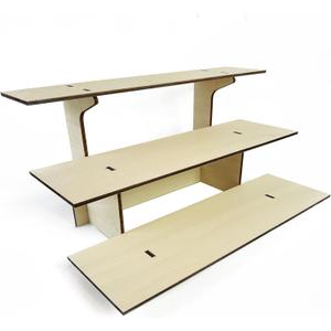 3-Tier Straight Wooden Retail Table Display Stand with Shelves for Products - Portable | 3 Step Straight Display Rack for Retail Table Top, Counter Top, Craft Shows, Farmers Market, Tradeshows 9.5" L