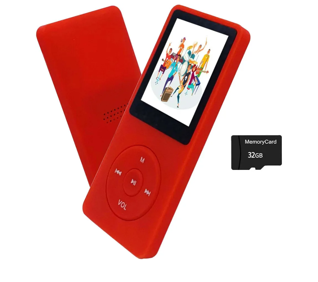 MP3 Player 32GB with Speaker Earphones Portable Music Player for Kids Support FM Radio Voice Recorder EBook Support up to 128GB Red