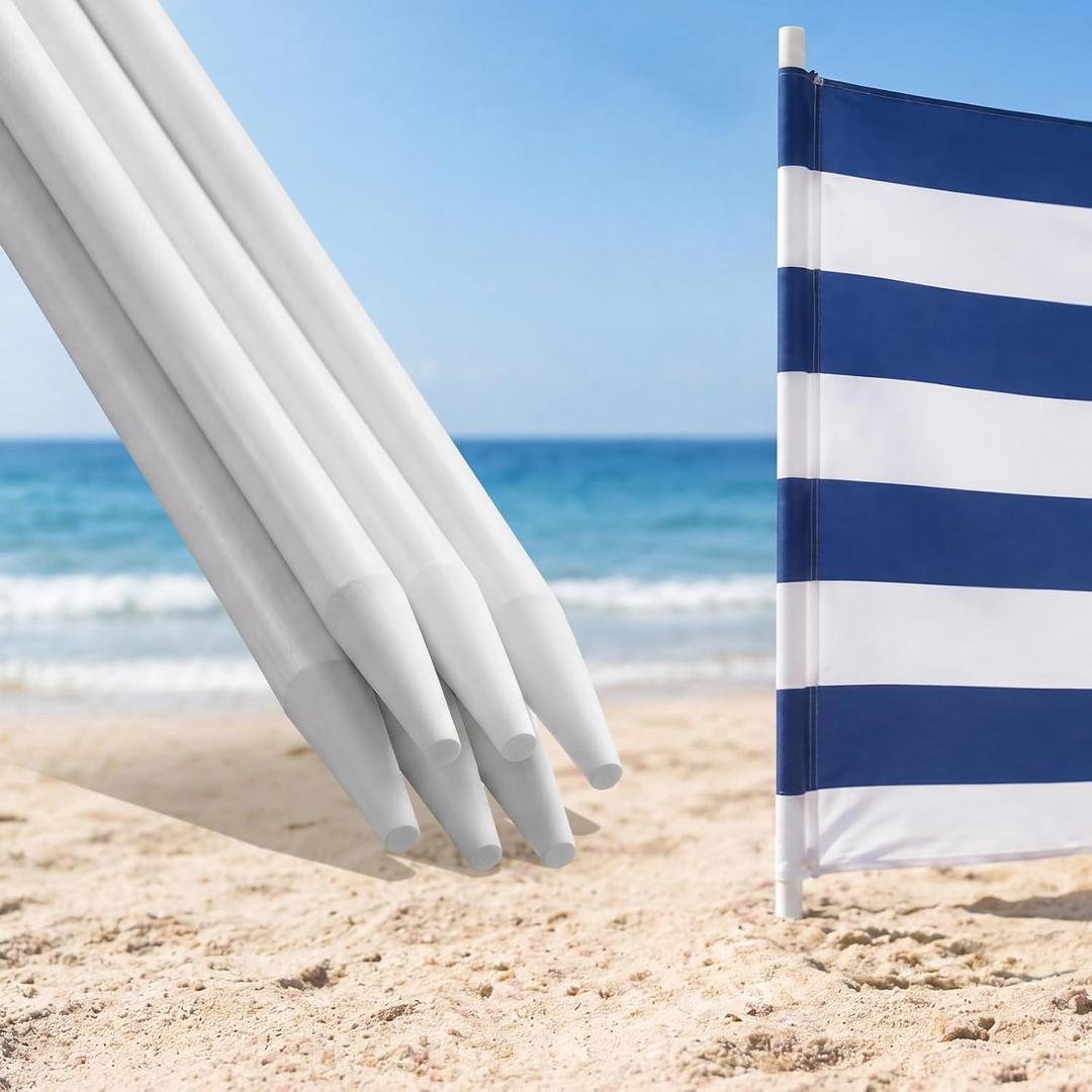 Cinnvoice 6 Pack Fiberglass Fence Posts 1/2'' x 41 Inch White Fiberglass Rods Beach Windscreen Poles Lightweight Privacy Beach Fence Camping Wind Blocker for Patio Lawn Garden Sand Outdoor, No Screen