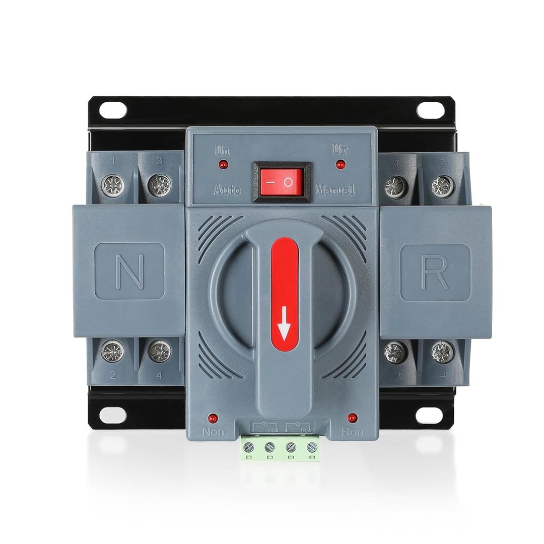 6-63amp AC220V Dual Power Switch Automatic Transfer Switch 2P 50/60Hz, 2POLE 63A ATS Auto Changeover Switch for Generator, CE ATS Solar Back Up Power Auto Selector Overvoltage, Undervoltage