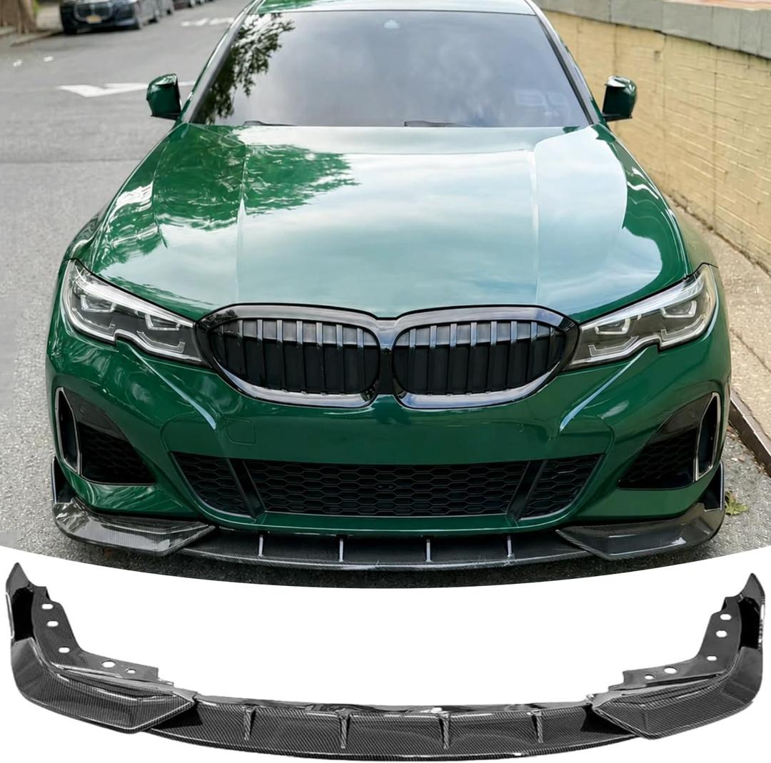 Front Lip Spoiler for BMW 3 Series G20 2019-2022 Sport Accessories | (for G20, 330i, 330e, M340i, M Sport Only), Nice Clean Look Mods, 3PC Front Splitter Kit, Bumper Upgrade, Carbon Fiber Style
