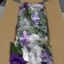 Artificial Flowers for Outdoors, Faux Morning Glory Spring Summer Decoration, Fake Flowers Plants UV Resistant Look Real Silk Flowers for Outside Planter Front Door Porch Patio Yard (12, Purple-White)