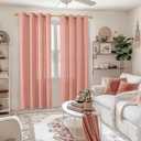 YoungsTex Dusty Rose Pink Linen Curtains 84 Inch Length for Living Room Spring, Blush Peach Semi Sheer Drapes with Grommet Light Filtering for Bedroom, 2 Panels, 52 X 84 Inch