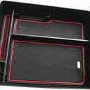 Car Center Console Organizer Tray Armrest Storage Box For Honda Pilot Ridgeline Passport 2023-2025 Interior Accessories(Red)