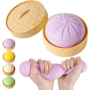 2PCS, Soft Squeeze Dumpling Stress Ball Comes with Small One in Any Color, Fidget Toys Adults and Teens, Slow Rising Stress Ball Fidget, Squeeze Toys for Stress Relief Gifts(Purple)