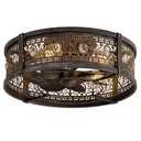 Vintage Caged Ceiling Fans with Lights and Remote,Victorian Hand-Antiqued Rustic Crystal Fandelier,Low Profile Flush Mount,Enclosed Bladeless Ceiling Fan with Light for Bedroom,Kitchen,Hallway(Black)