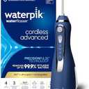 Waterpik Cordless Advanced 2.0 Water Flosser For Teeth, Gums, Braces, Dental Care With Travel Bag and 4 Tips, ADA Accepted, Rechargeable, Portable, and Waterproof, Blue WP-583, Packaging May Vary