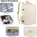 MOMUVO Large Travel Backpack Women, Flight Approved Carry On Backpack, Water Resistant Anti-Theft Large Casual Daypack Fit 17 Inch Laptop with USB Charging Port, Beige, 17.3 inch