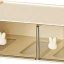 Desktop Storage Drawers, Plastic Desk Organizer with 2 Drawers, Modular Stackable Toolbox Units for Office Stationary, Makeup Container, Bathroom Countertop (1 Tall Layer, Cream & Clear)