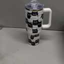 40oz Tumbler Black and White Cats Insulated Coffee Cup Stainless Steel Travel Mug Car Water Bottle with Lid Straw Handle (A003661)