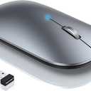 TECKNET Bluetooth Wireless Mouse, BT5.0/3.0 & 2.4GHz Rechargeable Computer Mouse, Silent Mice,4000DPI Portable USB Mice for Laptop, MacBook Pro/Air,iPad(Silver) (Sliver)