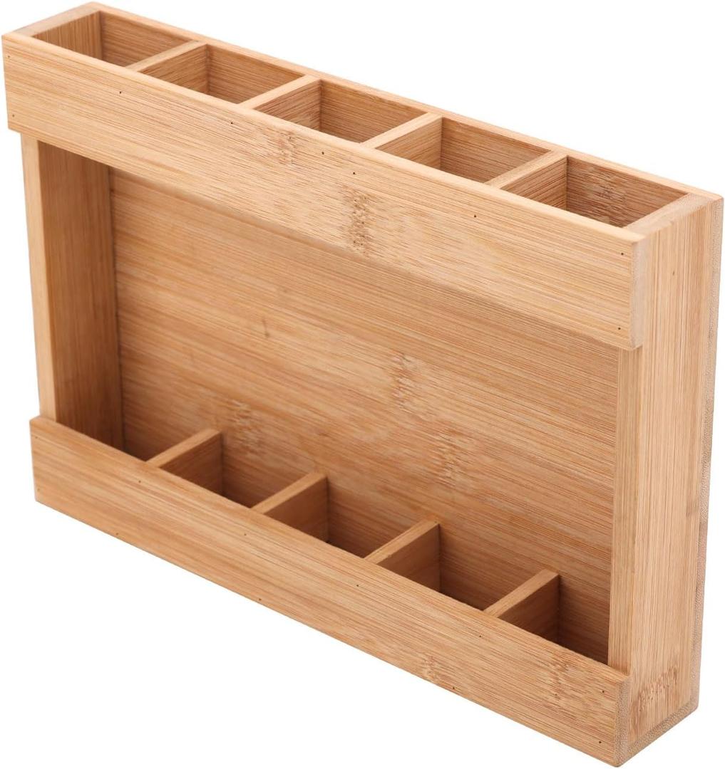 Wooden Straw Holder, Tumbler Straw Organizer Rack with Double Sided Adhesive Tape Drinking Straw Holder Dispenser Accessories Glass Straw Storage Container Supplies for Kitchen Counter Cabinets