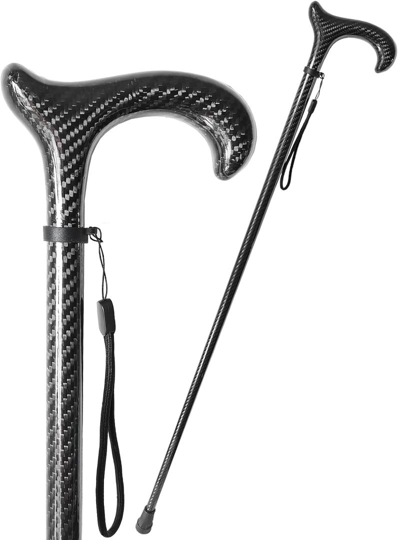 Carbon Fiber Walking Cane for Men & Women - Ultra-Lightweight & Durable Stylish Cane for Seniors & Adults, 37.8 Inch One-Piece Full Carbon Fiber Decorative Cane