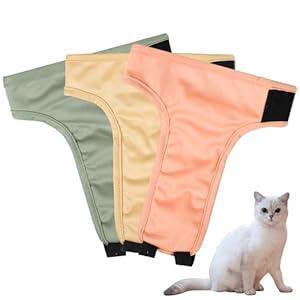 Tuiskusa Cat Diapers, Reusable Cat Diapers with Good Absorbency, Washable Diapers for Kittens & Cats, Secure Fit (3 Pack)