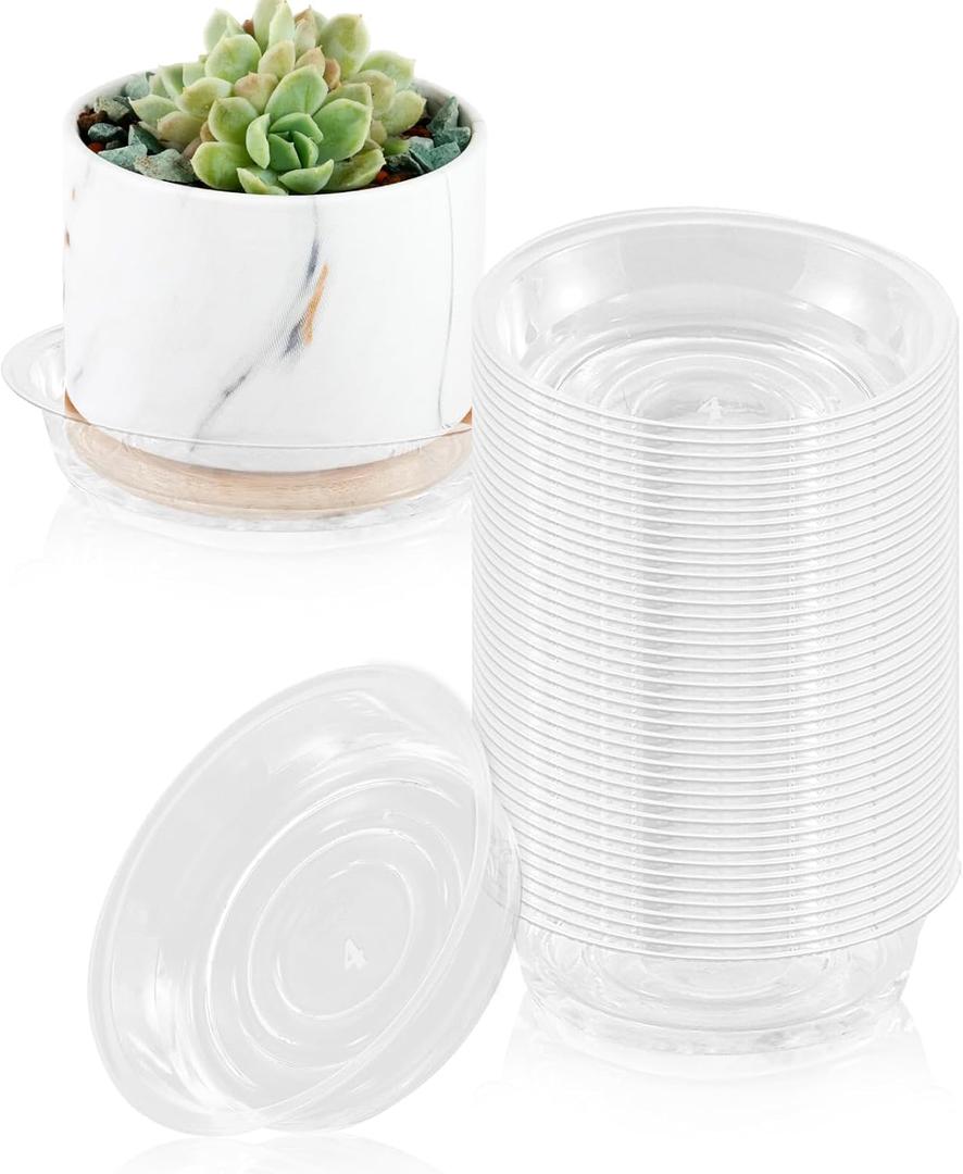 40 Pack 4 Inch Plant Saucer Clear Plant Saucers for Indoors Flower Pot Saucers Small Plant Plate Dish Plant Pot Saucers Plant Trays for Pots Bulk (4 inch: 40 pcs)