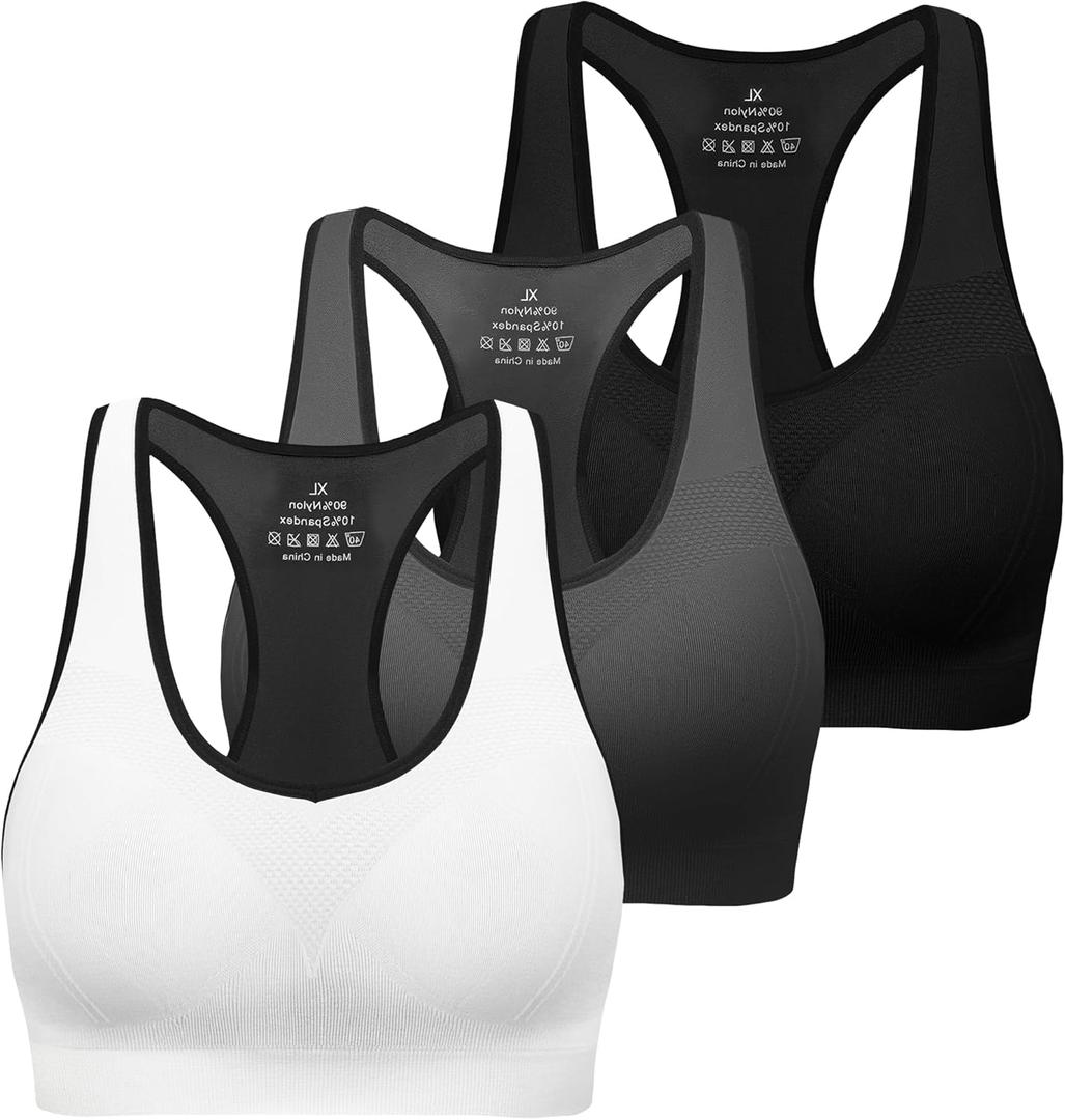 MIRITY Women Racerback Sports Bras - High Impact Workout Gym Activewear Bra (M)