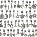 RUBYCA Tibetan Silver Color Connectors Bails Beads with Pendant fit Charm Bracelet Mix Styles (120 PCS)