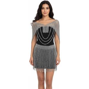 Handmade Aluminum Chainmail Bikini Dress  Medieval Chain Skirt & Shoulder Armor Set, Butted Rings, Festival & Cosplay Wear, Lightweight LARP Costume Outfit for Women