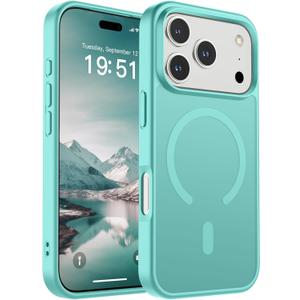 SUPFINE Magnetic for iPhone 17 Pro Case (Compatible with MagSafe)(Military Grade Drop Protection) Translucent Matte Shockproof with Anti-Fingerprint Phone Cover,Blue Green