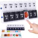 HRX Package Pill Organizer 2 Times a Day, Easy Fill & Open Weekly Medicine Box Vitamin Cases for 7 Day AM PM