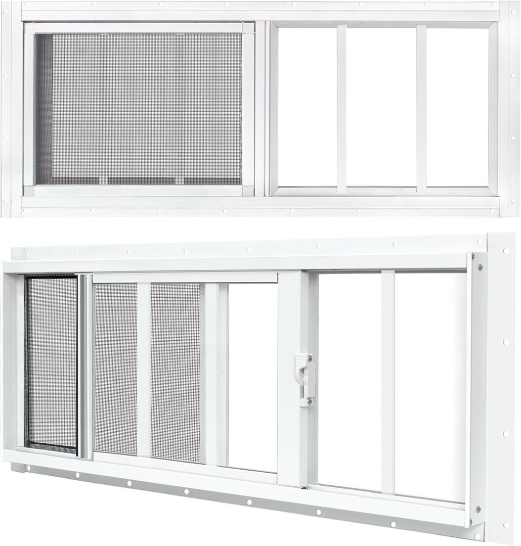 2 Pack Sliding Shed Windows 12"x29", White