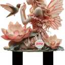 Fairy Garden Stake Decor, 2D Flat Acrylic Fairy Garden Decor Panel, Elf Yard Sign for Outdoor Indoor Yard Lawn Plants Pots, Fairy Yard Accessories (Fairy and Hummingbird)