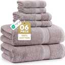 LANE LINEN 100% Ring Spun Cotton Bathroom Towel Set - 6 Piece - Soft, Quick Dry & Highly Absorbent - 2 Bath, 2 Wash cloths, 2 Hand Towels - Ideal for Guests & Perfect for Bathroom decor - Platinum