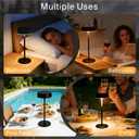 Solar Table Lamp, Waterproof Shower Lamp with 3 Color Dimmable, Rechargeable LED Lamp for Outdoor, Patio, Bedroom, Garden, Camping, Bathroom, (Black)