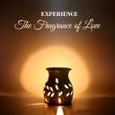 Hosley Elegant Ceramic Oil Warmers with Leaf Pattern and Speckle Design 4.5 Inches High Tealight Compatible for Aromatherapy and Home Decor Set of 3 (Cream 2)