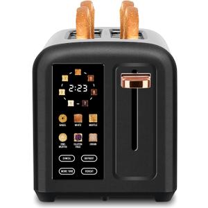 SEEDEEM Toaster 2 Slice with Touch Screen, Faster Heating Speed, 7 Shade Setting, 6 Bread Type, 1.5Wide Slots Toaster, Removable Crumb Tray, 1350W, Dark Chocolate