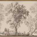 VIYYIEA Large Framed Canvas Wall Art, 24x36 Inch Vintage Tree Sketch Landscape Art Print, Neutral Nature Wall Decor for Living Room Bedroom Office
