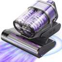 FEPPO Mattress Vacuum Cleaner, 4-in-1 Bed Vacuum Cleaner PRO, 16KPa Handheld Vacuums with 253.7nm UV-C Light, 40,000 Beats/Min Tapping, 140F Hot Air, HEPA Filter for Bed, Sofa, Crib(Corded, 550W) (Grey/Purple)