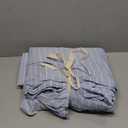 Striped Duvet Cover Set King Size 100% Washed Cotton Linen Feel Natural Wrinkle Comfy Lightweight Bedding Set (King, Wide Stripe-Blue/White) (King(104" x 90"))