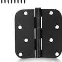 KNOBWELL 12 Pack 4" X 4" Matte Black Door Hinges No Squeak Hinges Rounded Square Corner, 5/8 Inch Round Radius Exterior Door Hinge in Black