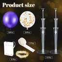Junkin 6 Set Balloons Centerpieces for Table with LED String Light 60 Pcs Balloons Light up Table Balloon Stand Centerpieces for Graduation Birthday Baby Shower Wedding Bridal Shower(Purple)