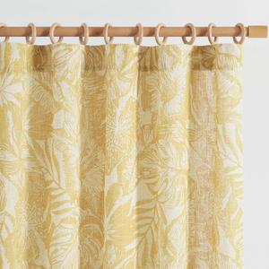 jinchan Thick Floral Linen Curtains 84 Inches Long Leaf Pattern Curtains for Living Room Bedroom Mustard Yellow William Morris Drapes Tropical French Country Farmhouse Set o2 Panels